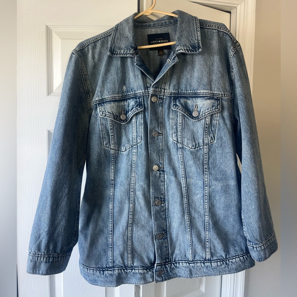 Lucky Brand Denim Jacket Large Classic Trucker 100% Cotton Medium Wash